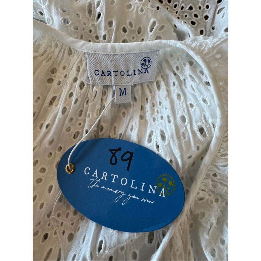NWT Cartolina Nantucket Joy White Eyelet Resort Swim Coverup Mini Dress Medium - Picture 7 of 8